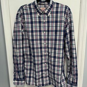 Brooks brothers red fleece pink madras blue plaid Large button down